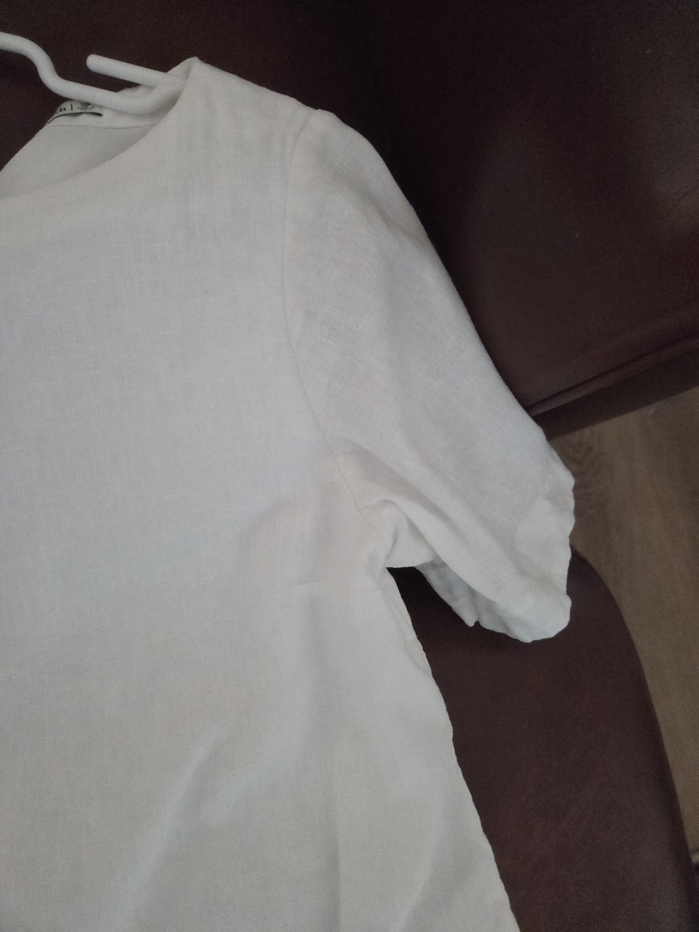 Abercrombie & Fitch White Short-Sleeve Linen Shift Dress - Picture 3 of 7